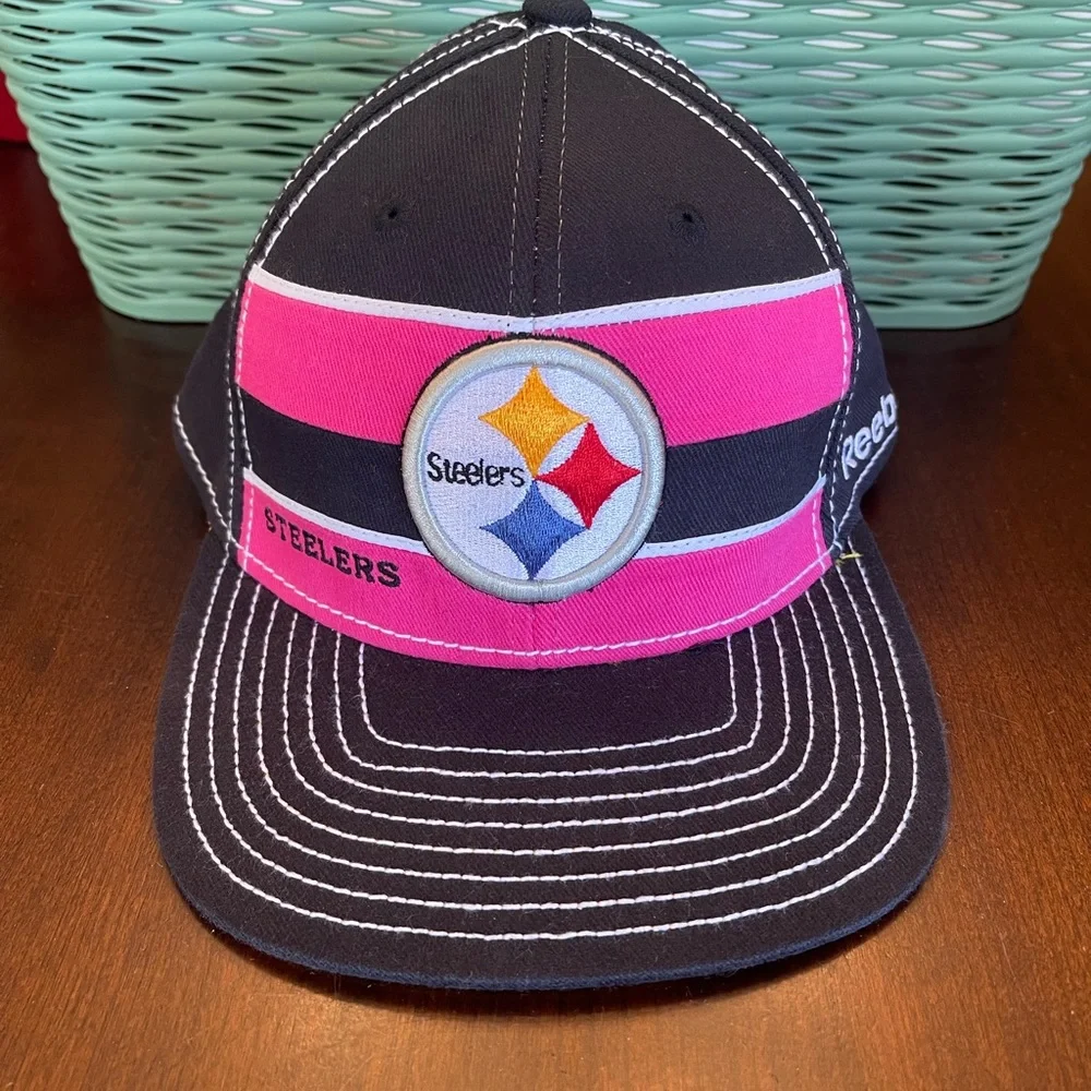 NWOT NFL Reebok On Field Steelers Breast Cancer Awareness Fitted Hat S/M - Picture 3 of 8
